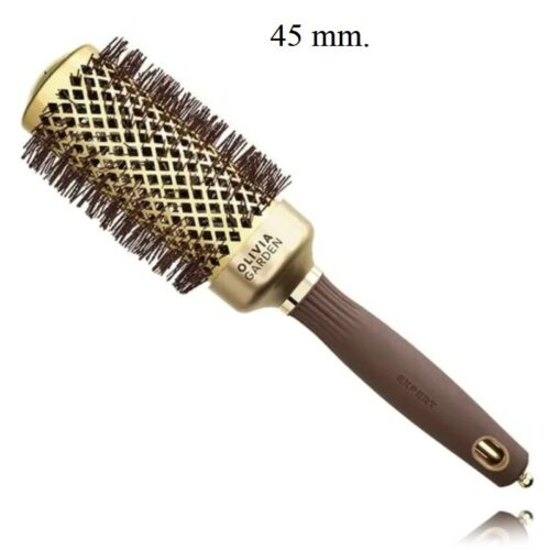 Olivia Garden Expert Blowout Shine Round Brush Wavy Bristles Gold & Brown 45 mm
