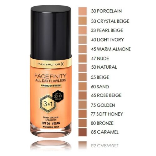 Max Factor Facefinity All Day Flawless Flexi-Hold 3in1 Primer Concealer Foundation SPF20 45 30 ml
