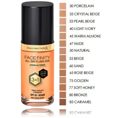 Max Factor Facefinity All Day Flawless Flexi-Hold 3in1 Primer Concealer Foundation SPF20 85 30 ml